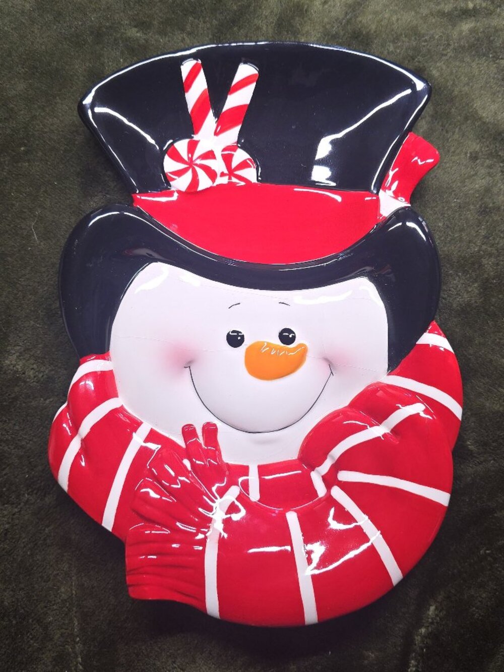 Fitz and Floyd Sugar Coated Christmas Snowman Canape Plate 10"